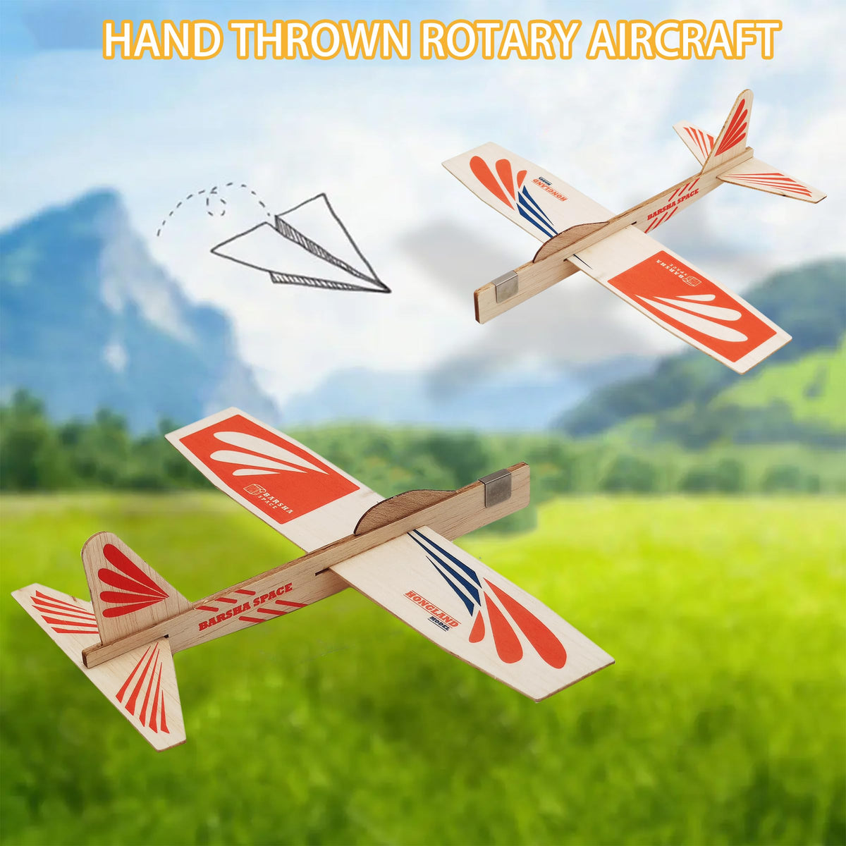 Barsha Space 4-Pack Balsa Wood Airplane Glider Kits for Kids – Outdoor Flying Set