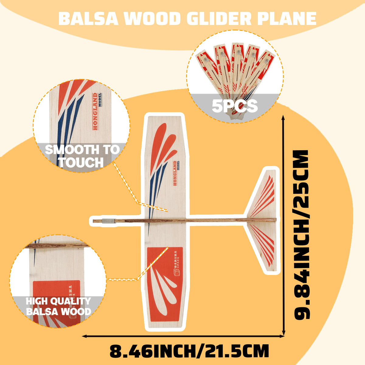 Barsha Space 4-Pack Balsa Wood Airplane Glider Kits for Kids – Outdoor Flying Set