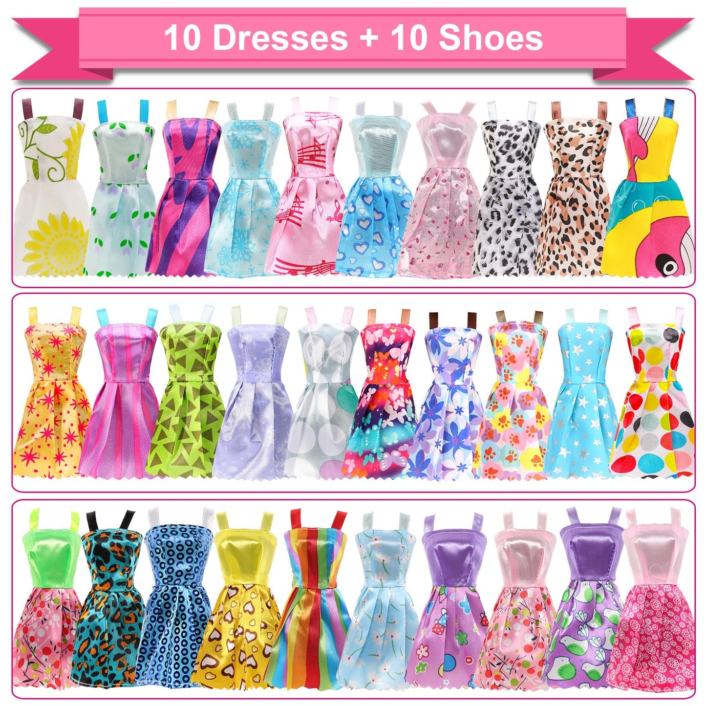 BARWA 53-Pcs Doll Clothes & Accessories for 11.5-Inch Dolls