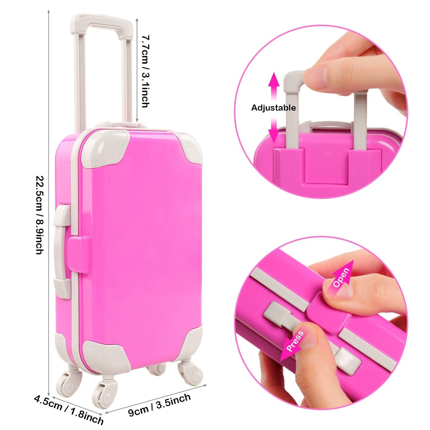 BARWA 32-Pcs Doll Travel Set for 11.5-Inch Dolls | Luggage, Outfits & Accessories