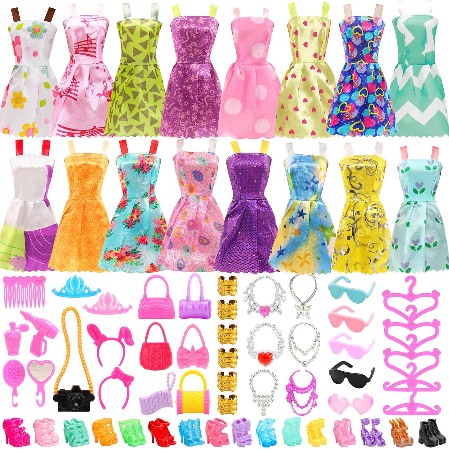 BARWA 53-Pcs Doll Clothes & Accessories for 11.5-Inch Dolls