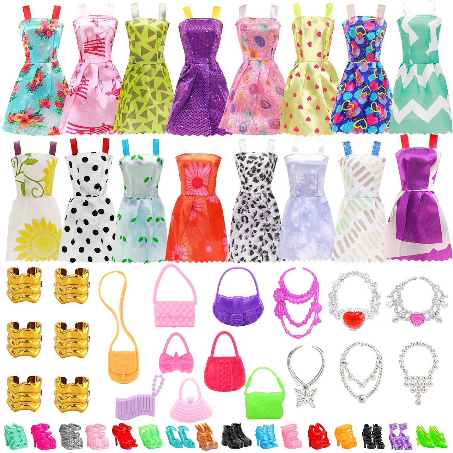 BARWA 53-Pcs Doll Clothes & Accessories for 11.5-Inch Dolls