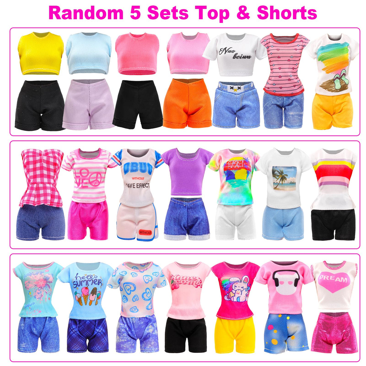 BARWA 30 PCS Doll Clothes & Accessories for 11.5-Inch Dolls | Casual, Sport & Sleepwear