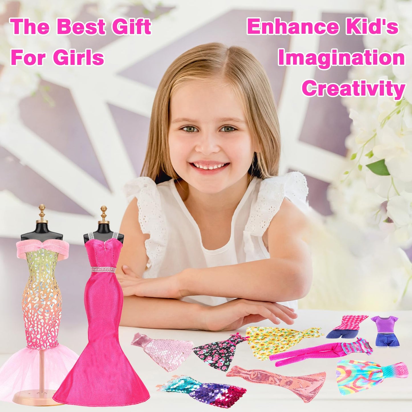 BARWA 11 Sets Doll Clothes Pack for 11.5-Inch Dolls – Sequins, Mermaid Floral & Casual Outfits