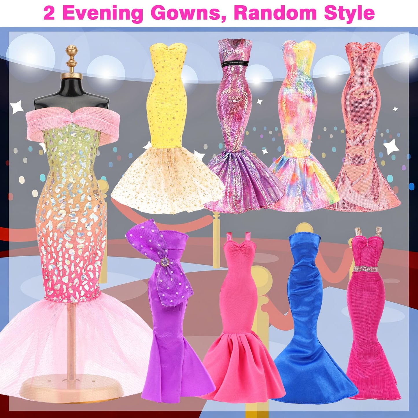 BARWA 11 Sets Doll Clothes Pack for 11.5-Inch Dolls – Sequins, Mermaid Floral & Casual Outfits