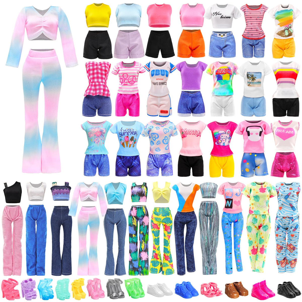 BARWA 30 PCS Doll Clothes & Accessories for 11.5-Inch Dolls | Casual, Sport & Sleepwear
