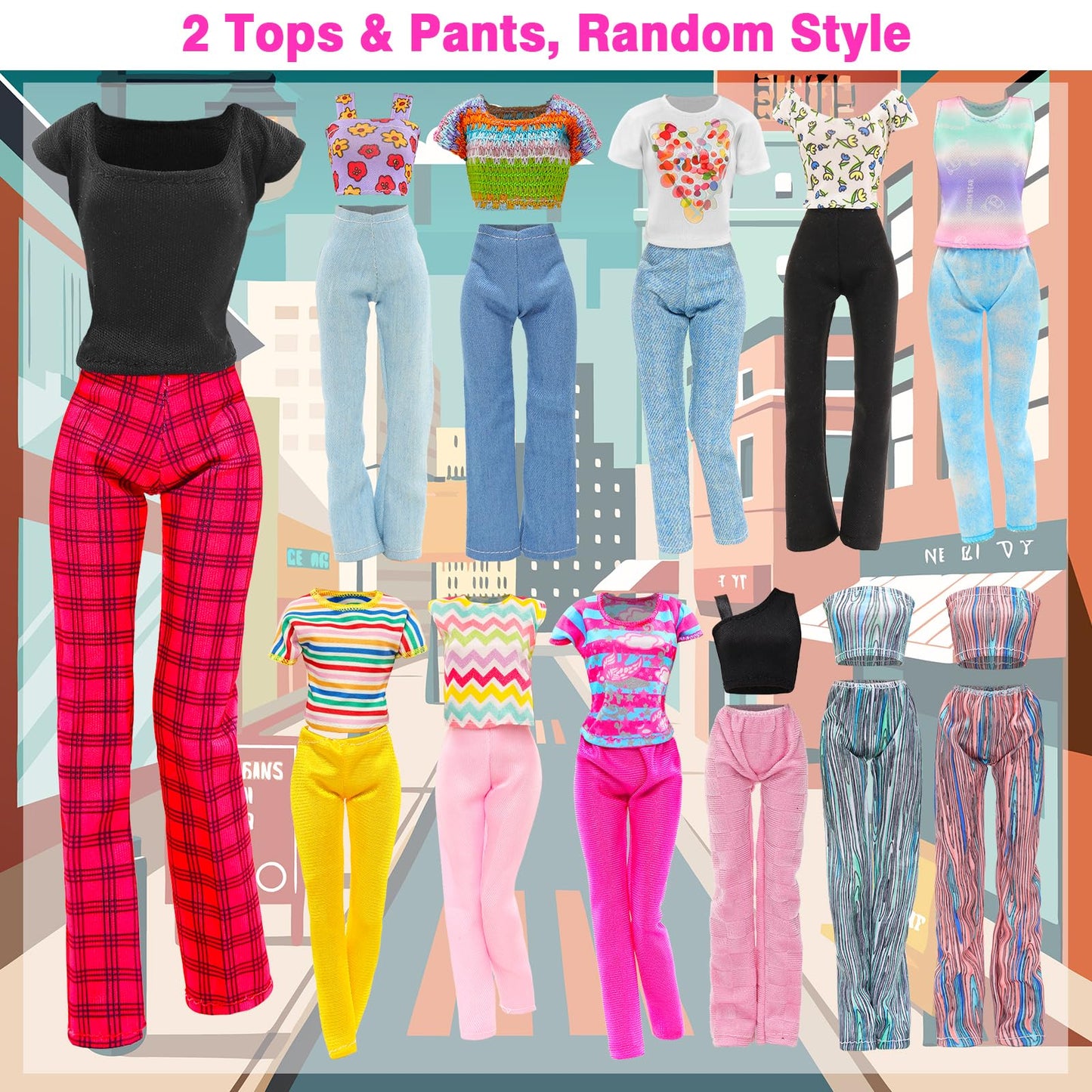 BARWA 11 Sets Doll Clothes Pack for 11.5-Inch Dolls – Sequins, Mermaid Floral & Casual Outfits