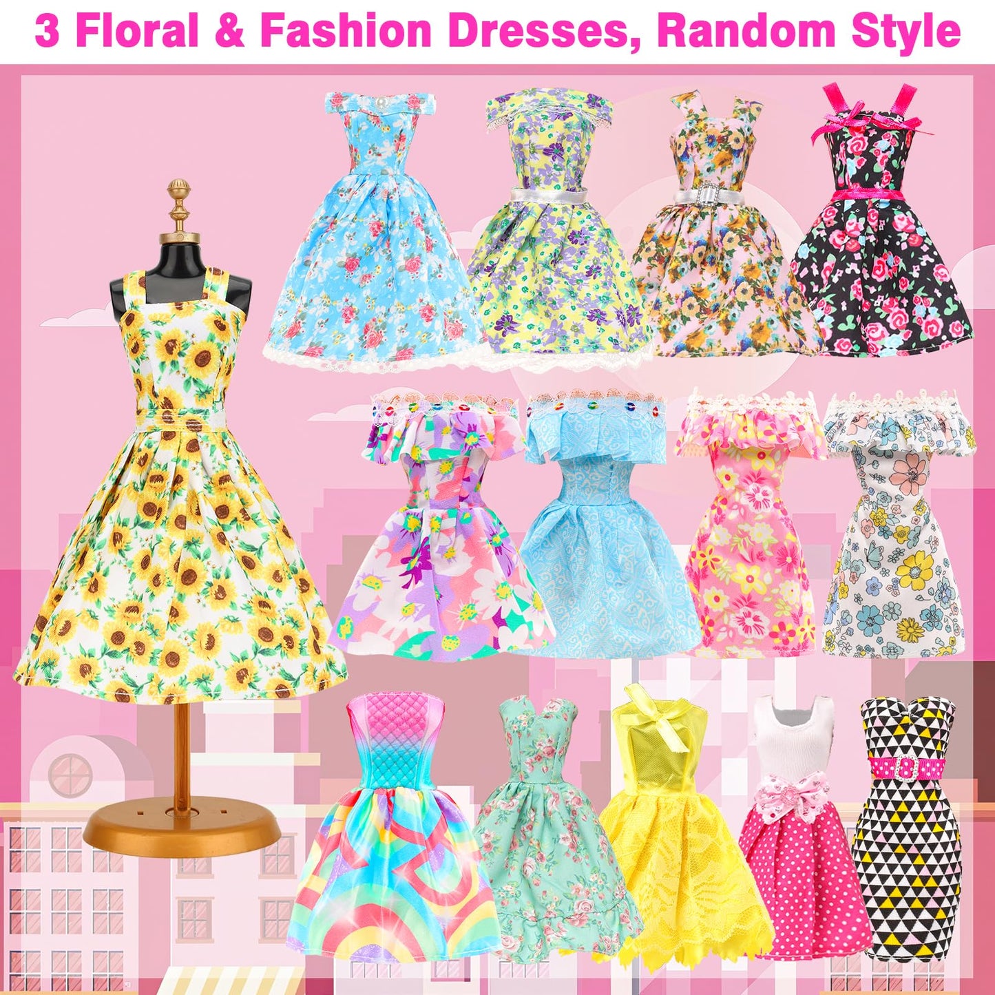 BARWA 11 Sets Doll Clothes Pack for 11.5-Inch Dolls – Sequins, Mermaid Floral & Casual Outfits