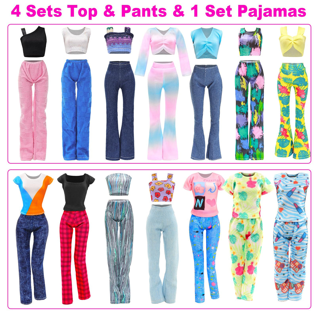 BARWA 30 PCS Doll Clothes & Accessories for 11.5-Inch Dolls | Casual, Sport & Sleepwear