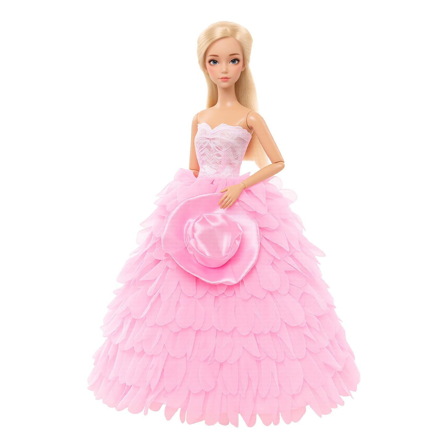BARWA White Wedding Dress with Veil + Pink Princess Dress for 11.5-inch Dolls