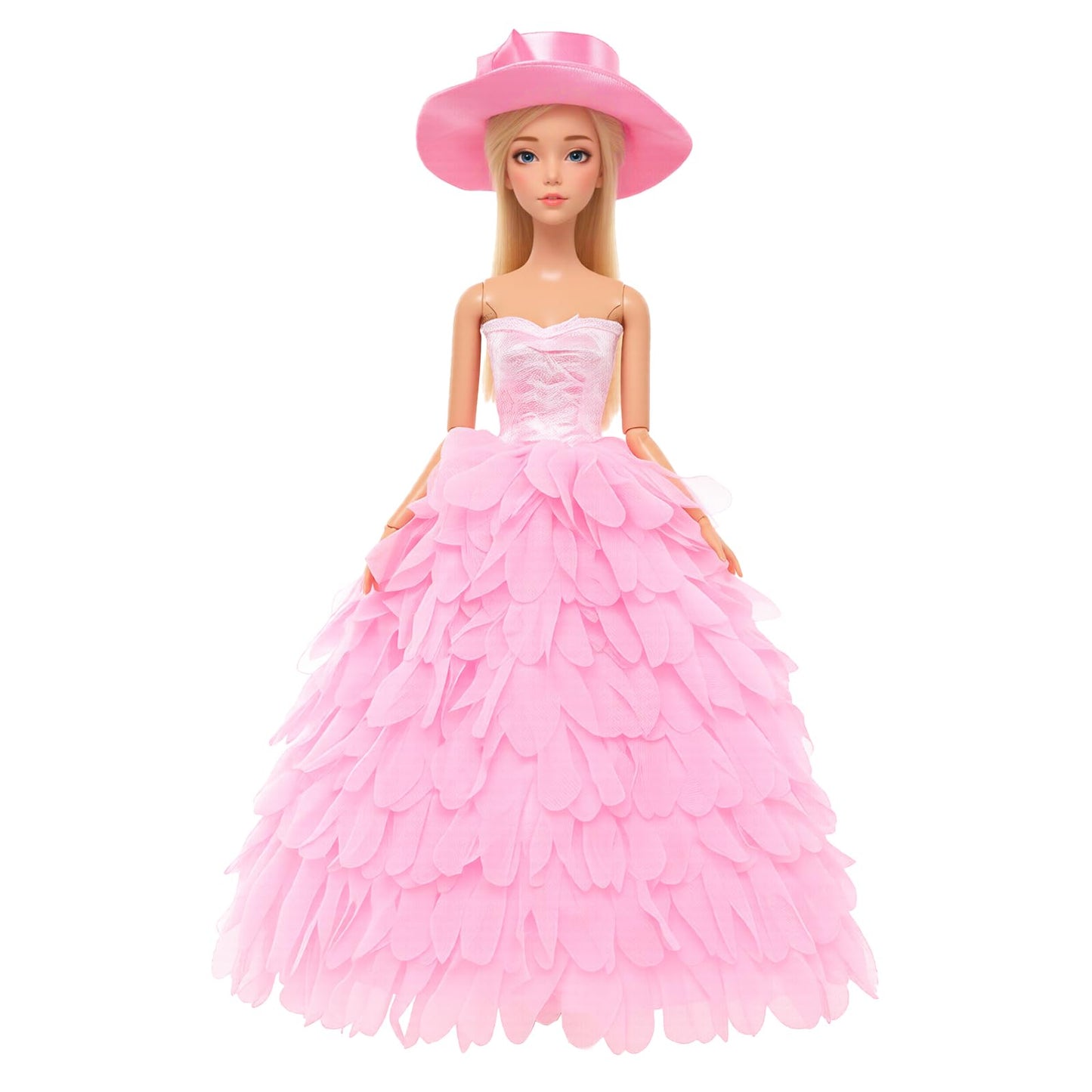 BARWA White Wedding Dress with Veil + Pink Princess Dress for 11.5-inch Dolls