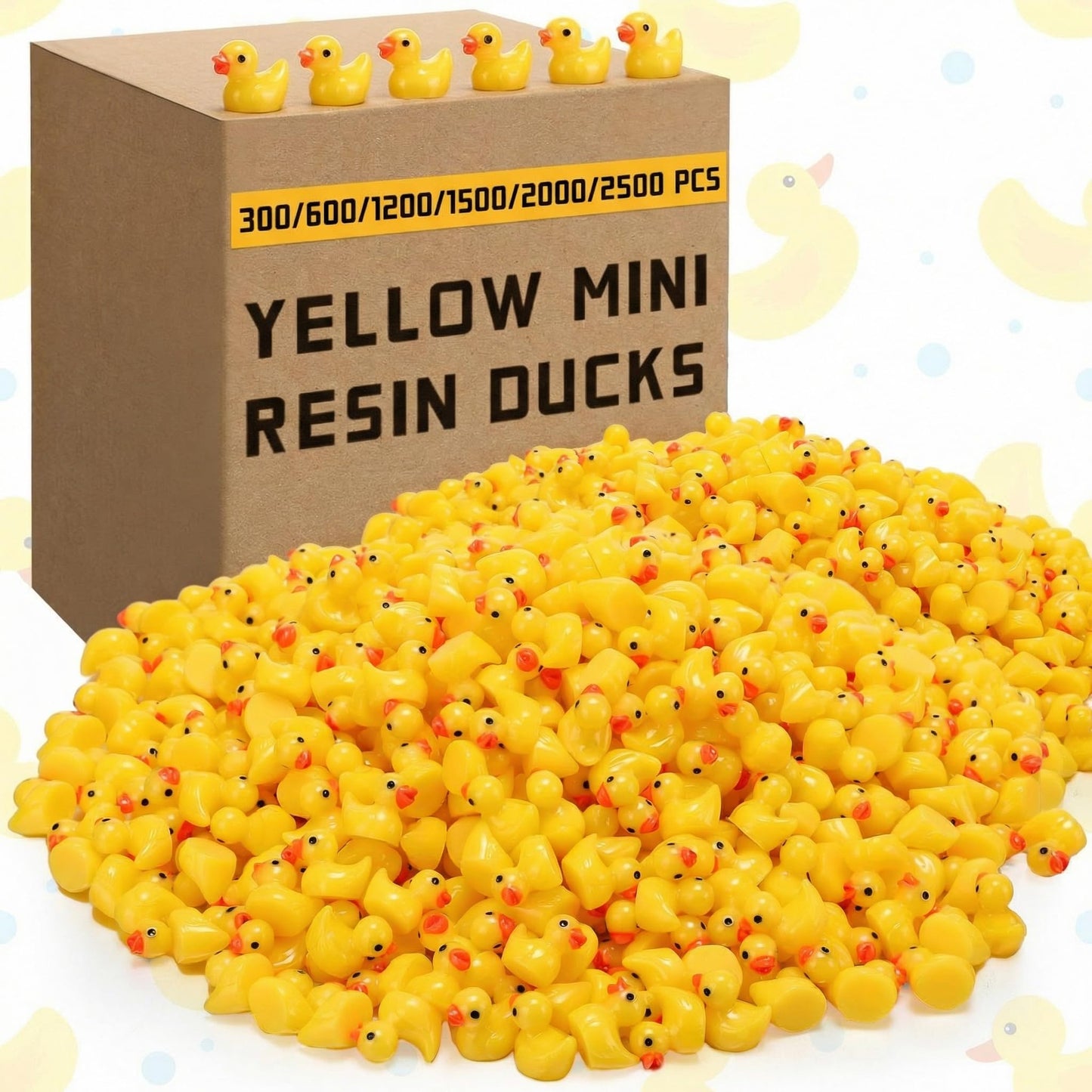Barydat 1200 Pcs Mini Resin Ducks – Yellow Bulk Duck Decor for Dollhouses, Gardens, Parties