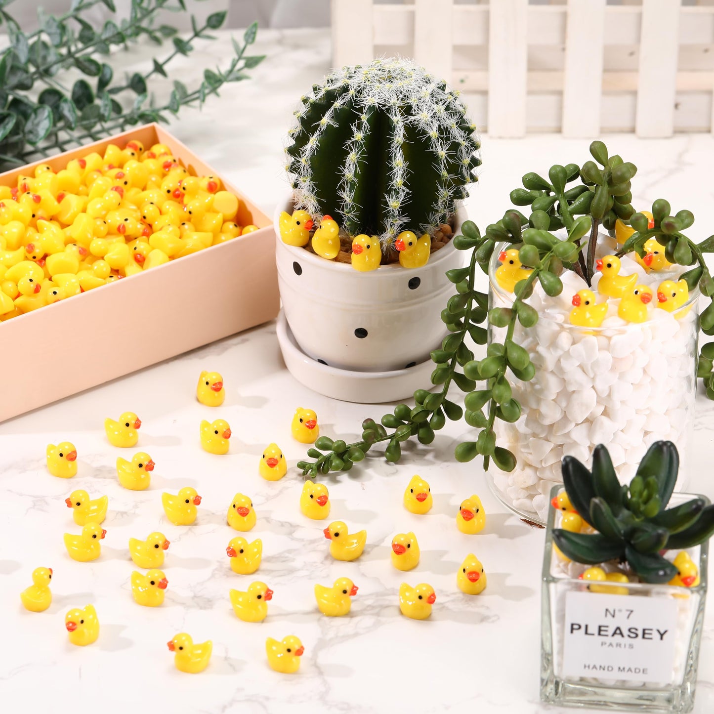 Barydat 1200 Pcs Mini Resin Ducks – Yellow Bulk Duck Decor for Dollhouses, Gardens, Parties