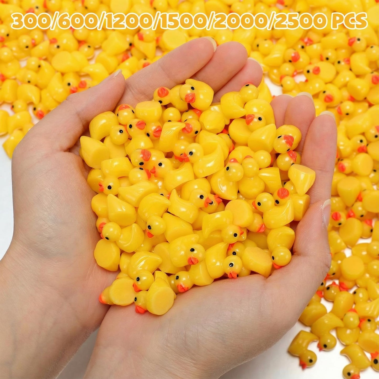 Barydat 1200 Pcs Mini Resin Ducks – Yellow Bulk Duck Decor for Dollhouses, Gardens, Parties
