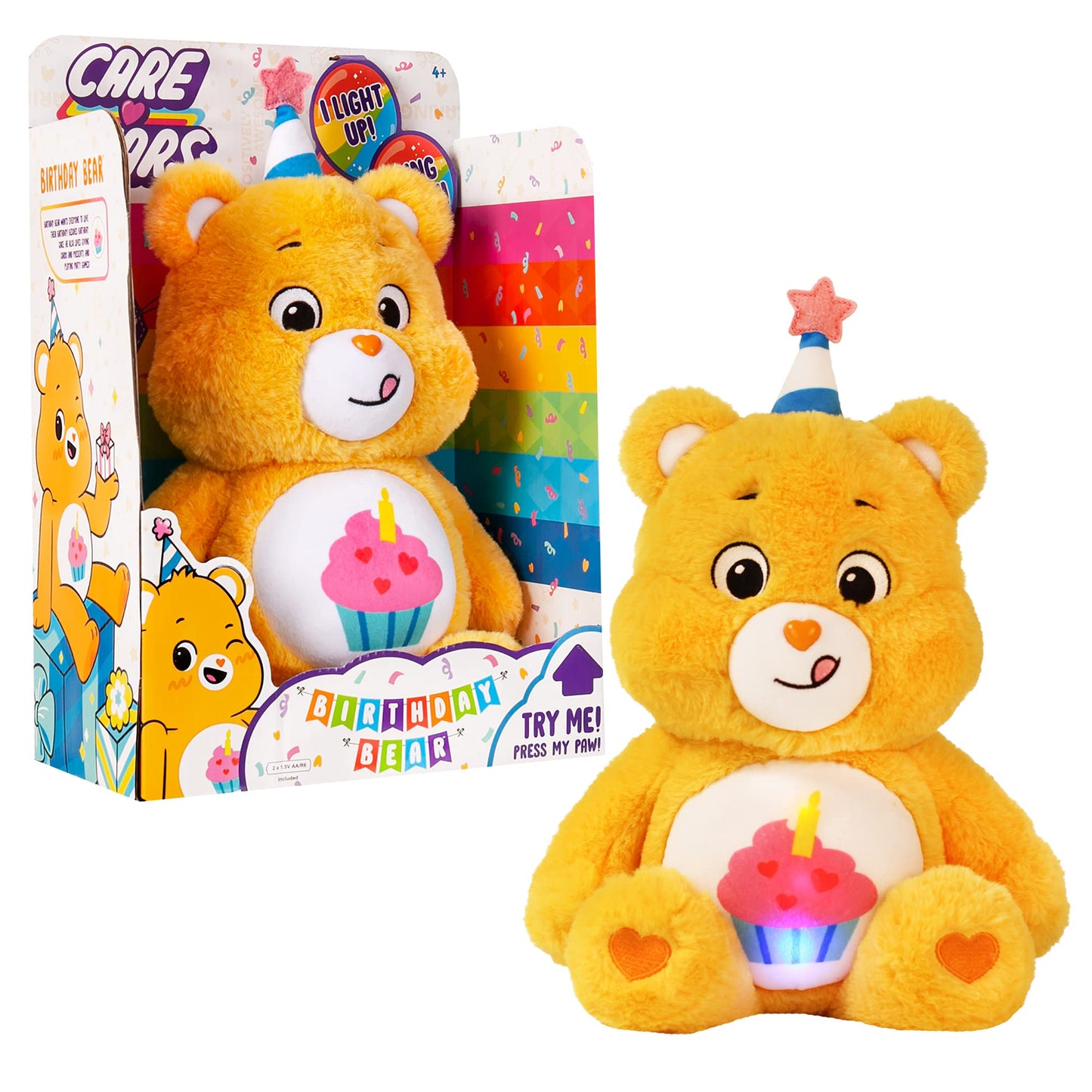 Birthday Bear Plush – Light-Up Belly, Singing Toy by Basic Fun