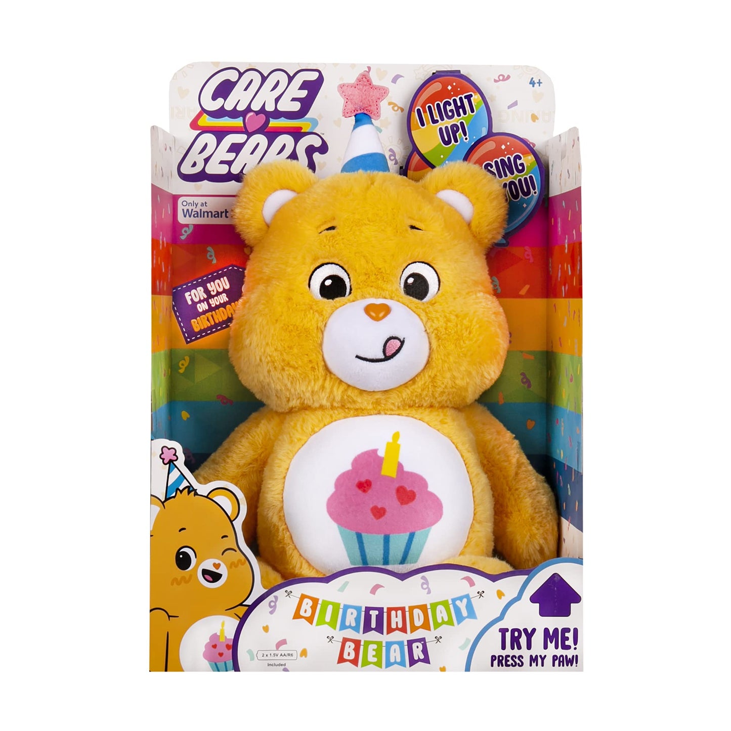 Birthday Bear Plush – Light-Up Belly, Singing Toy by Basic Fun