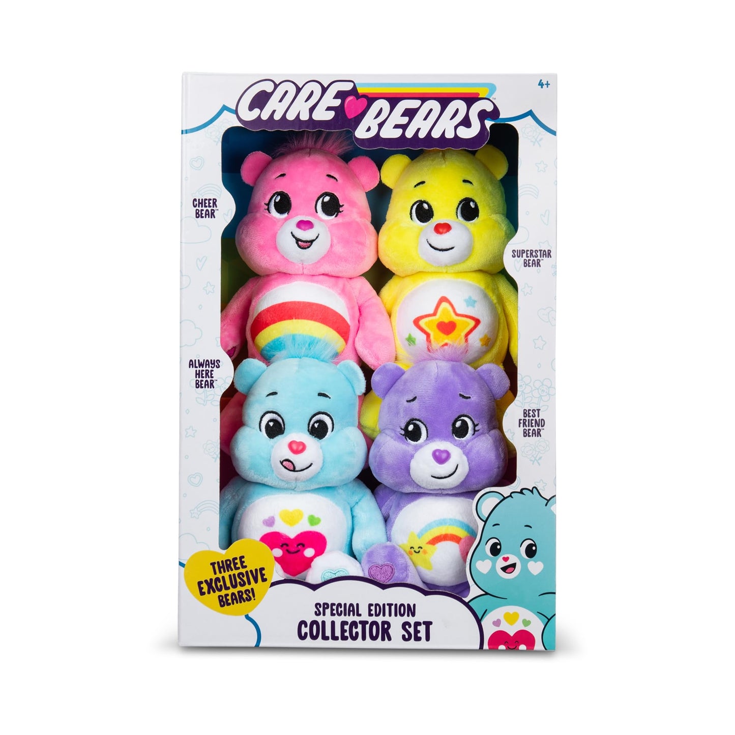 Basic Fun Care Bears Treasure Chest: Set of 4 Beanie Plush Toys