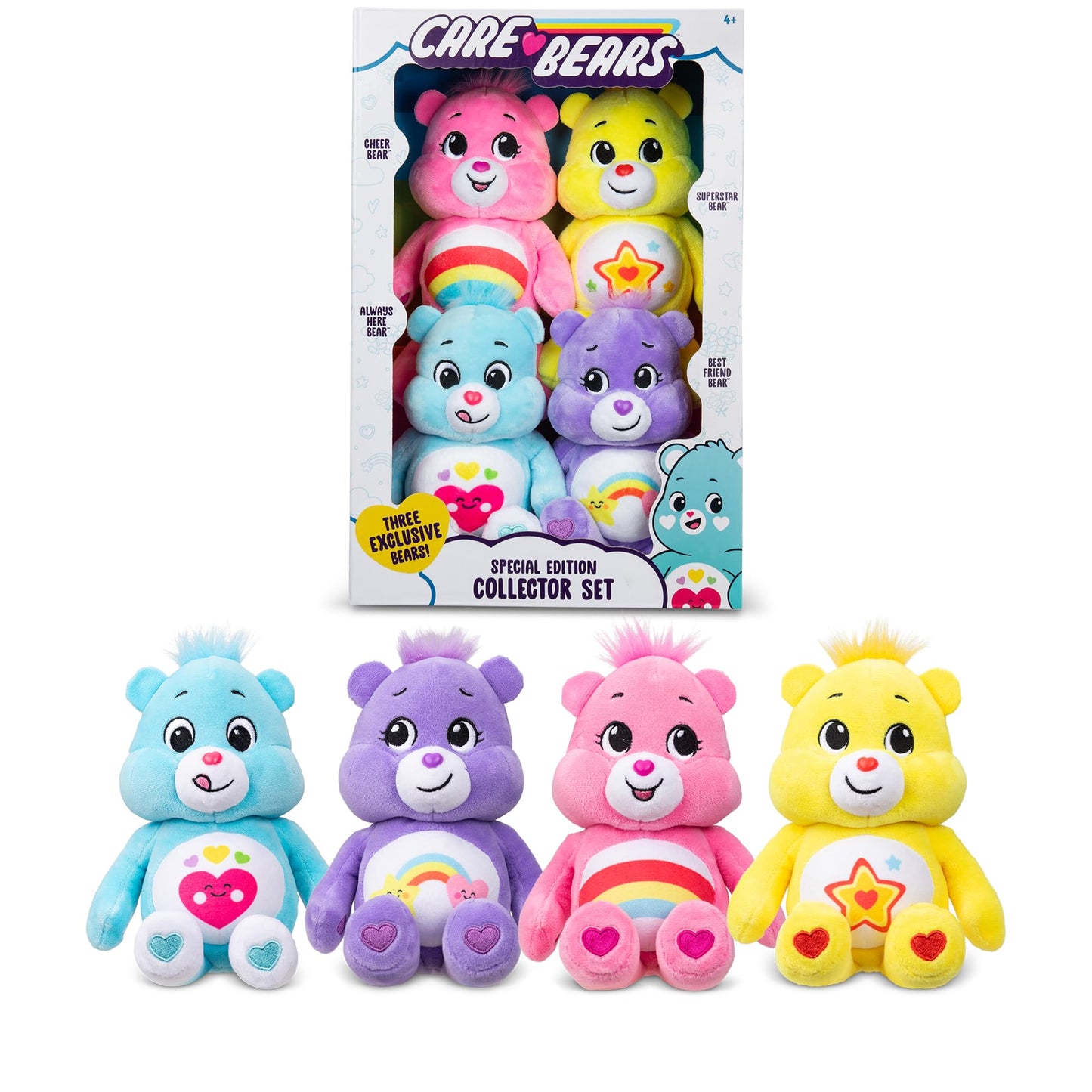Basic Fun Care Bears Treasure Chest: Set of 4 Beanie Plush Toys