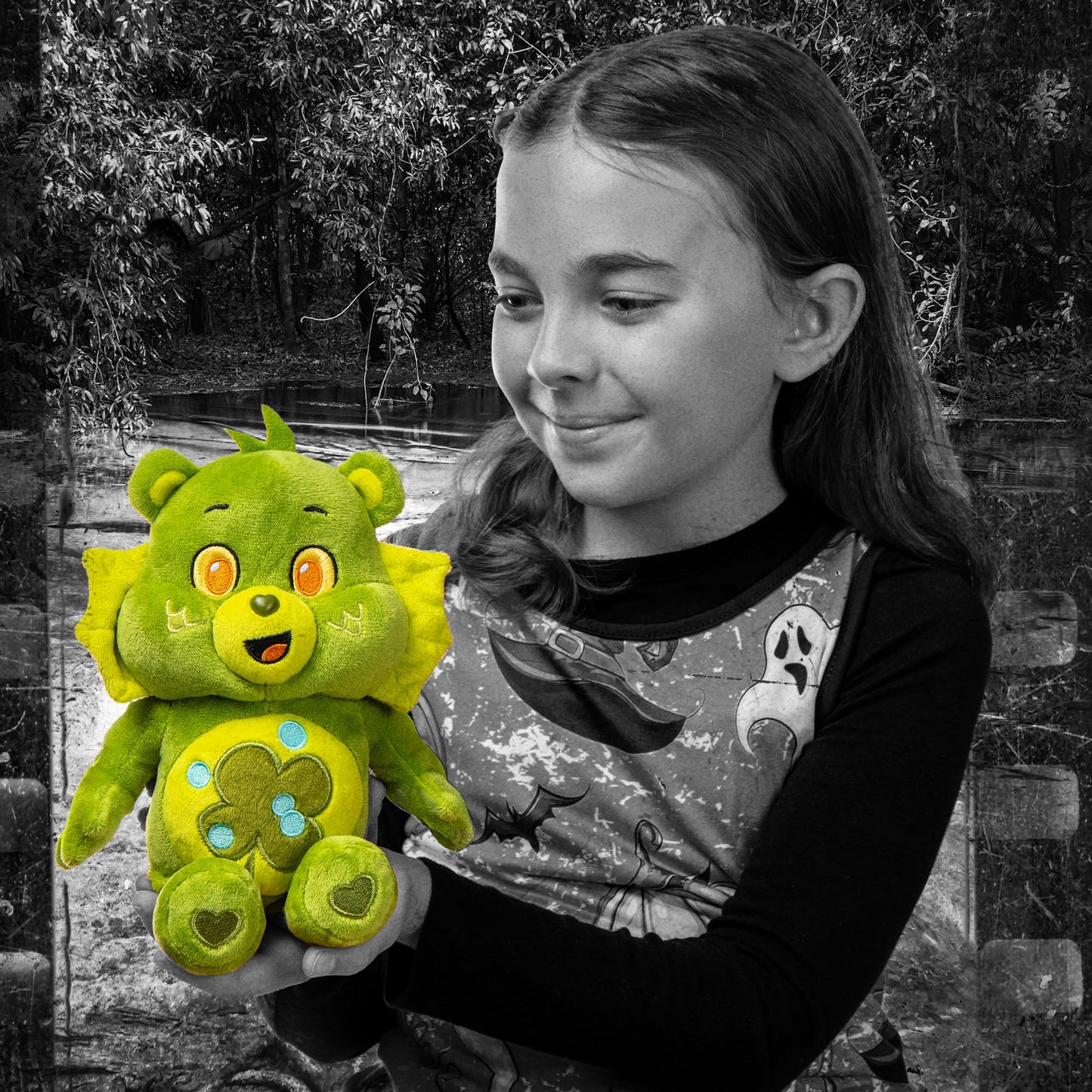 Care Bears x Universal Monsters 9-inch Fun Size Plush — Good Luck Bear as Creature from the Black Lagoon | Soft, Collectible Plush