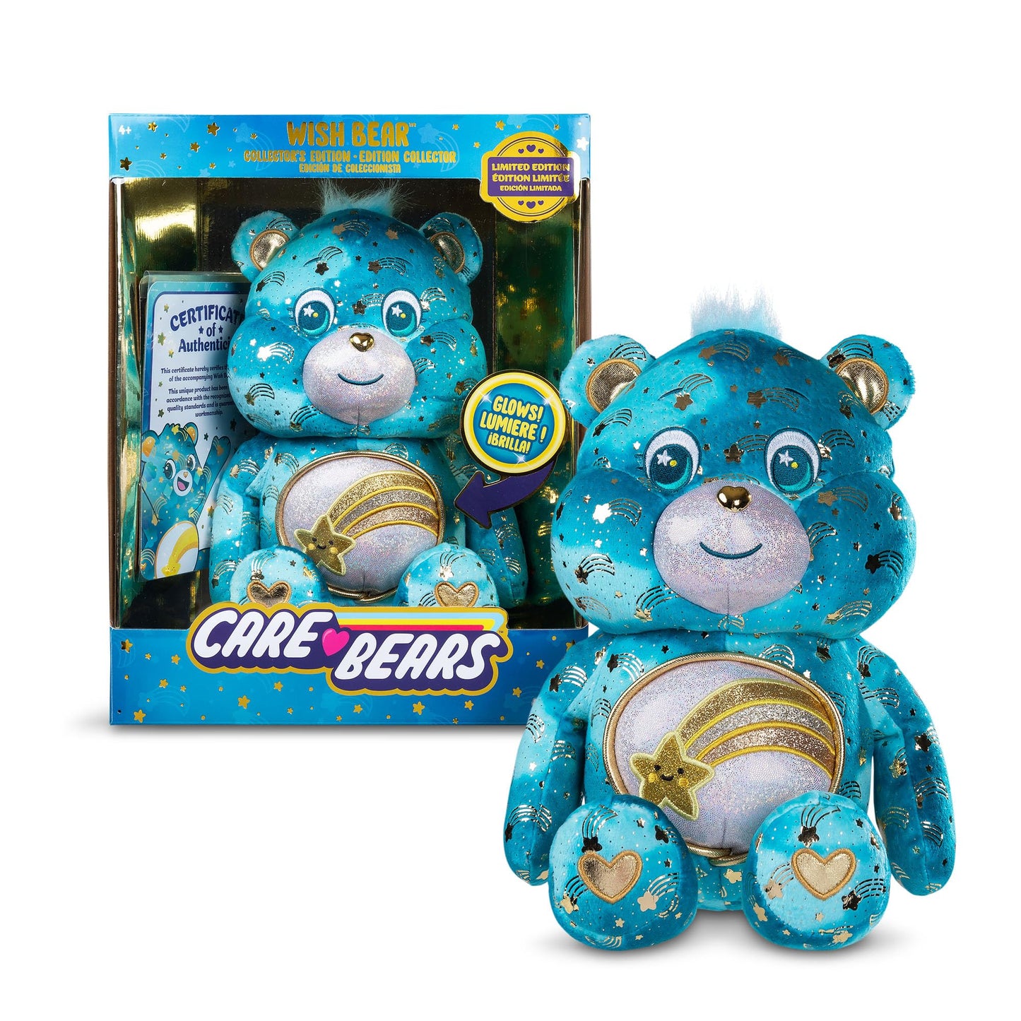 Basic Fun Care Bears Wish Bear 35cm Luminous Belly Plush – Eco-Friendly Glow Toy