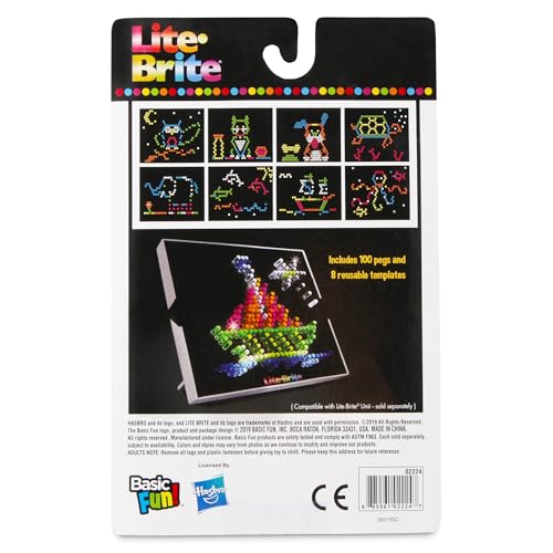 Lite-Brite Peg & Template Refill Pack – Glow Drawing Board Accessories by Basic Fun