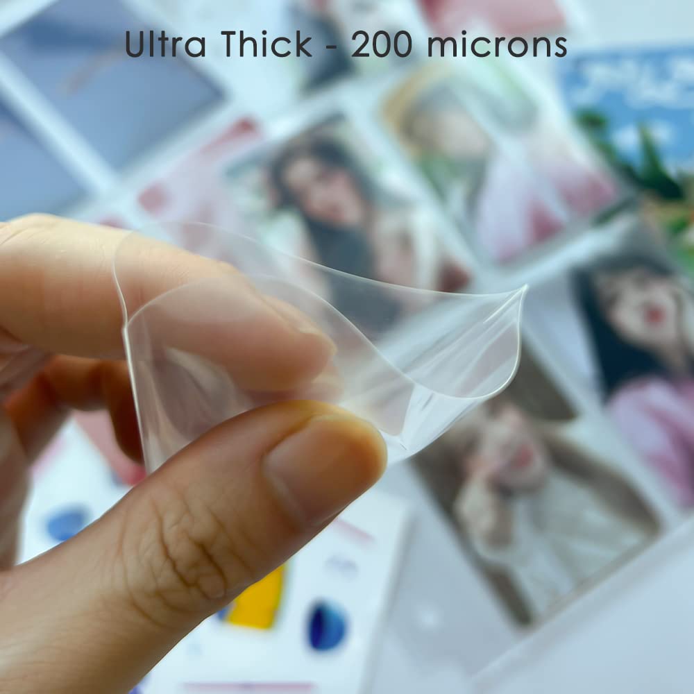 Baskiss 100 Pack Photocard Sleeves — 58 x 89 mm, 200 Micron Thick, PVC-Free