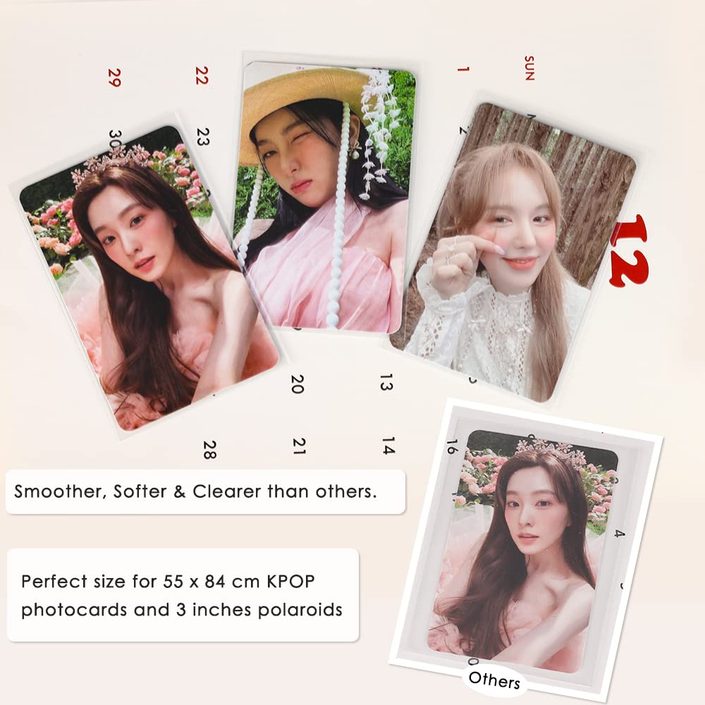 Baskiss 100 Pack Photocard Sleeves — 58 x 89 mm, 200 Micron Thick, PVC-Free