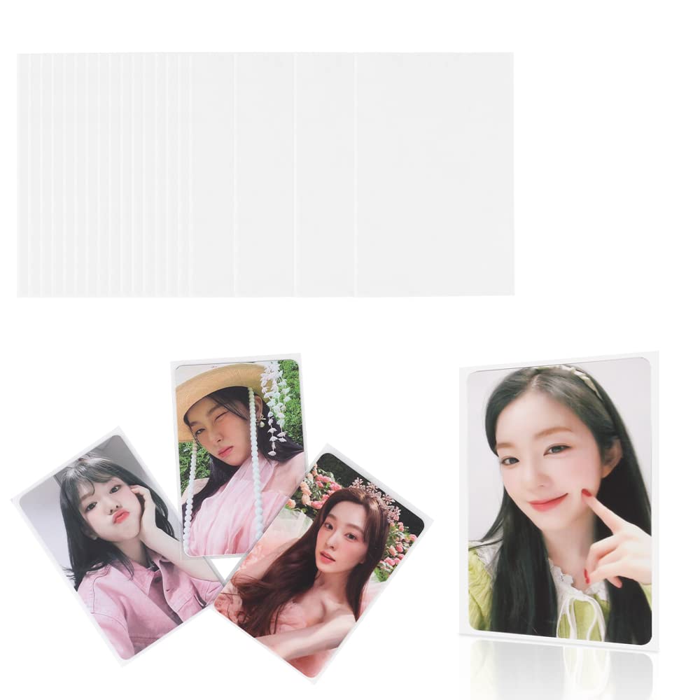 Baskiss 100 Pack Photocard Sleeves — 58 x 89 mm, 200 Micron Thick, PVC-Free