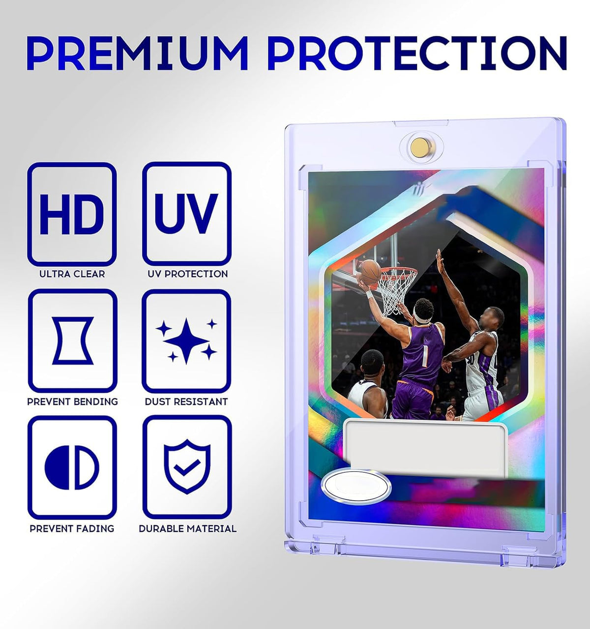 Basthalan 50ct Magnetic Card Holder with UV Protection – 35pt Case for Trading Cards