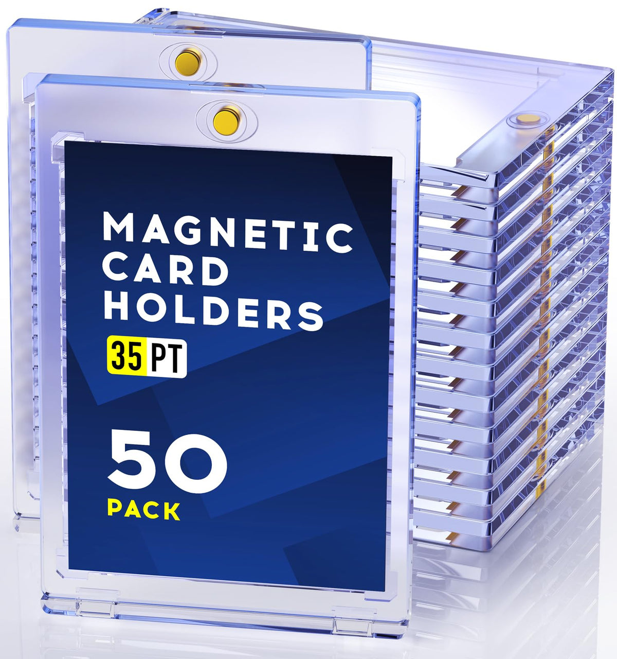 Basthalan 50ct Magnetic Card Holder with UV Protection – 35pt Case for Trading Cards