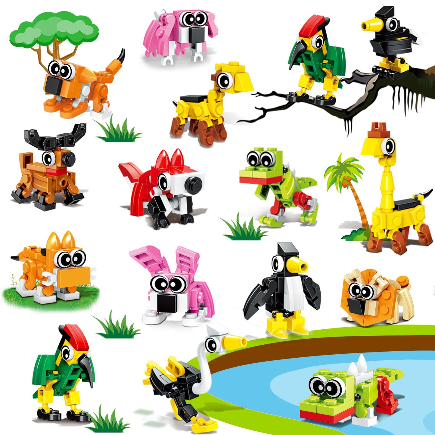 Basytodio 30pcs Animal Mini Building Blocks – Party Favors & Classroom Prizes