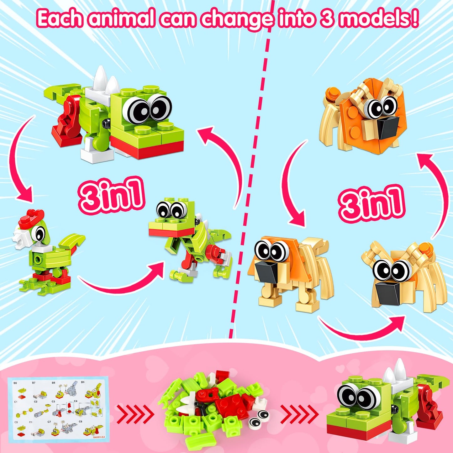 Basytodio 30pcs Animal Mini Building Blocks – Party Favors & Classroom Prizes