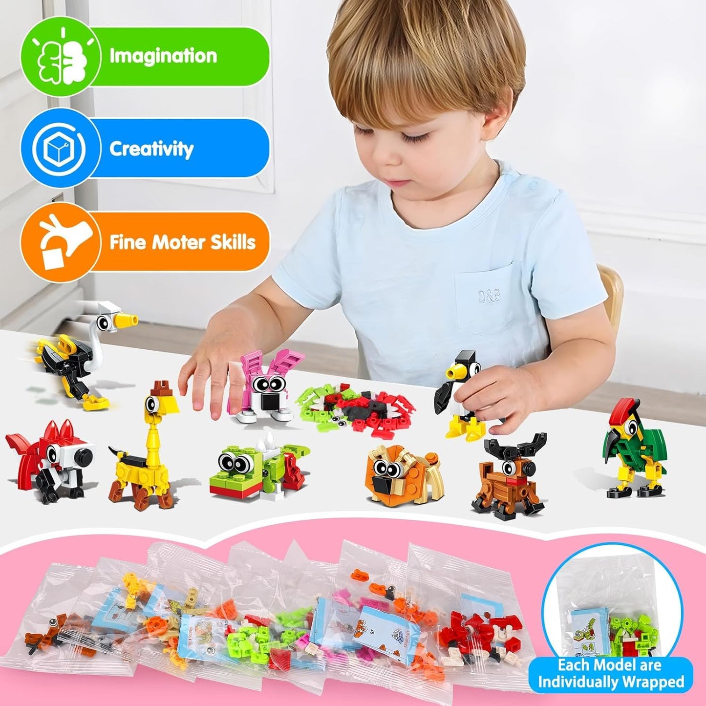 Basytodio 30pcs Animal Mini Building Blocks – Party Favors & Classroom Prizes