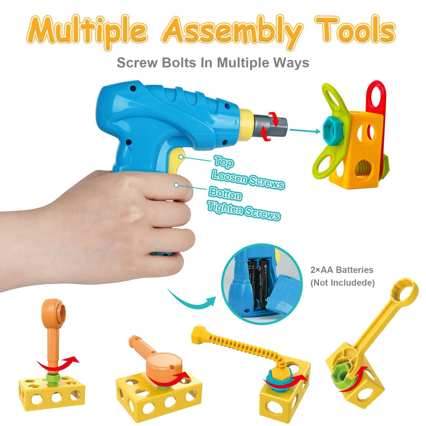 Basytodio 199Pcs STEM Building Blocks Set – 28 Models with Electric Drill for Kids 3-8