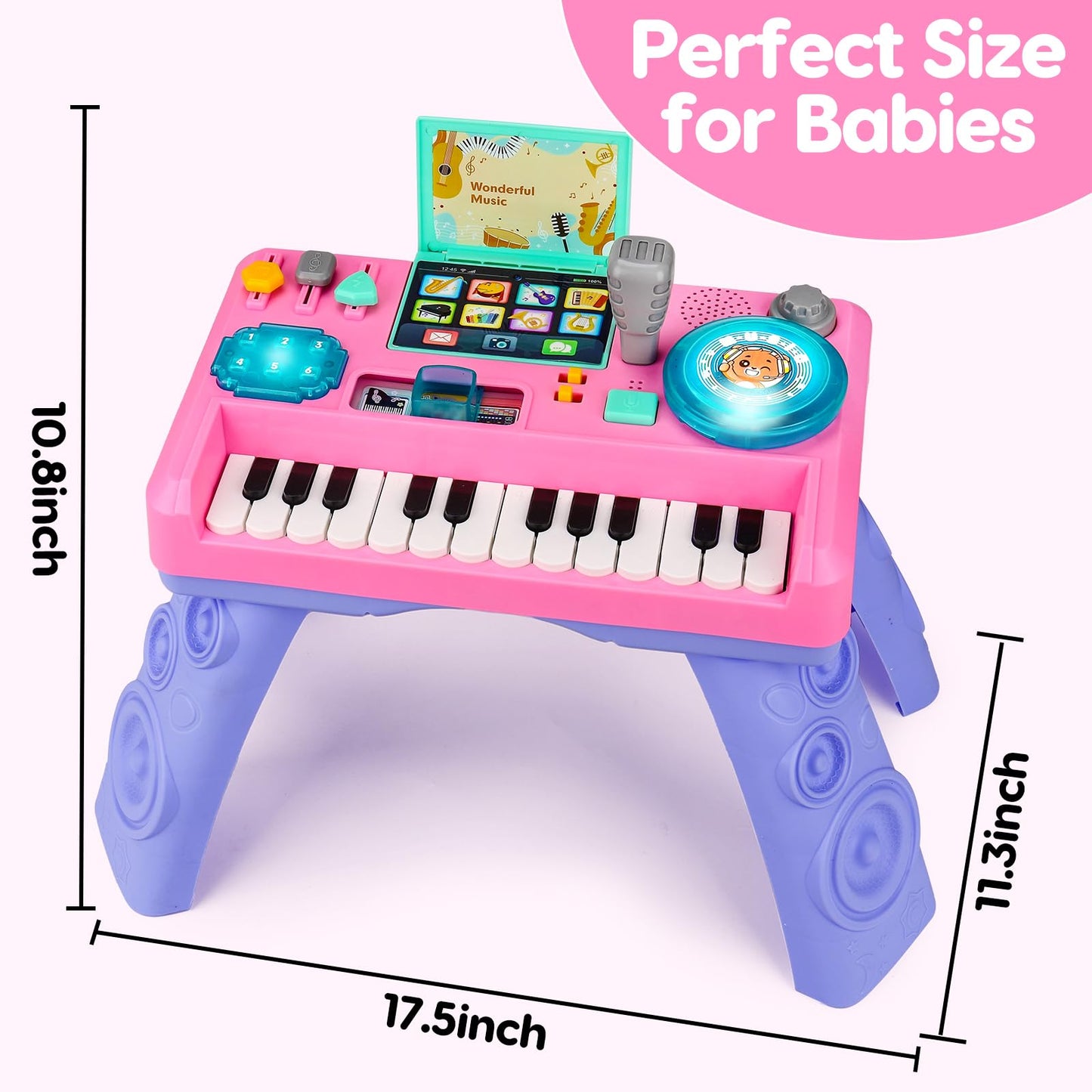 Basytodio Baby DJ Table for Toddlers 1-3: Music, Lights & Learning