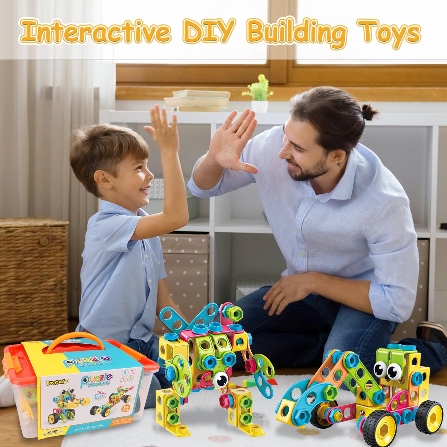 Basytodio 199Pcs STEM Building Blocks Set – 28 Models with Electric Drill for Kids 3-8