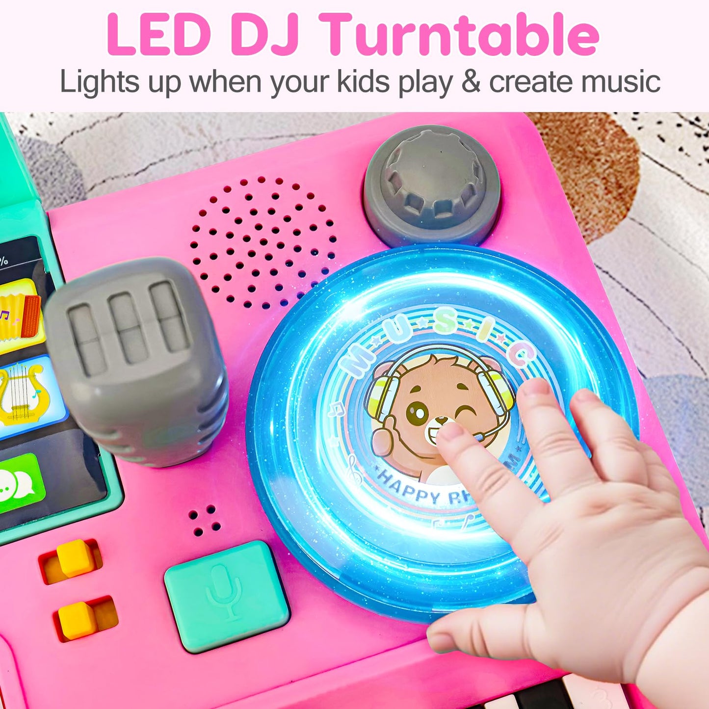Basytodio Baby DJ Table for Toddlers 1-3: Music, Lights & Learning