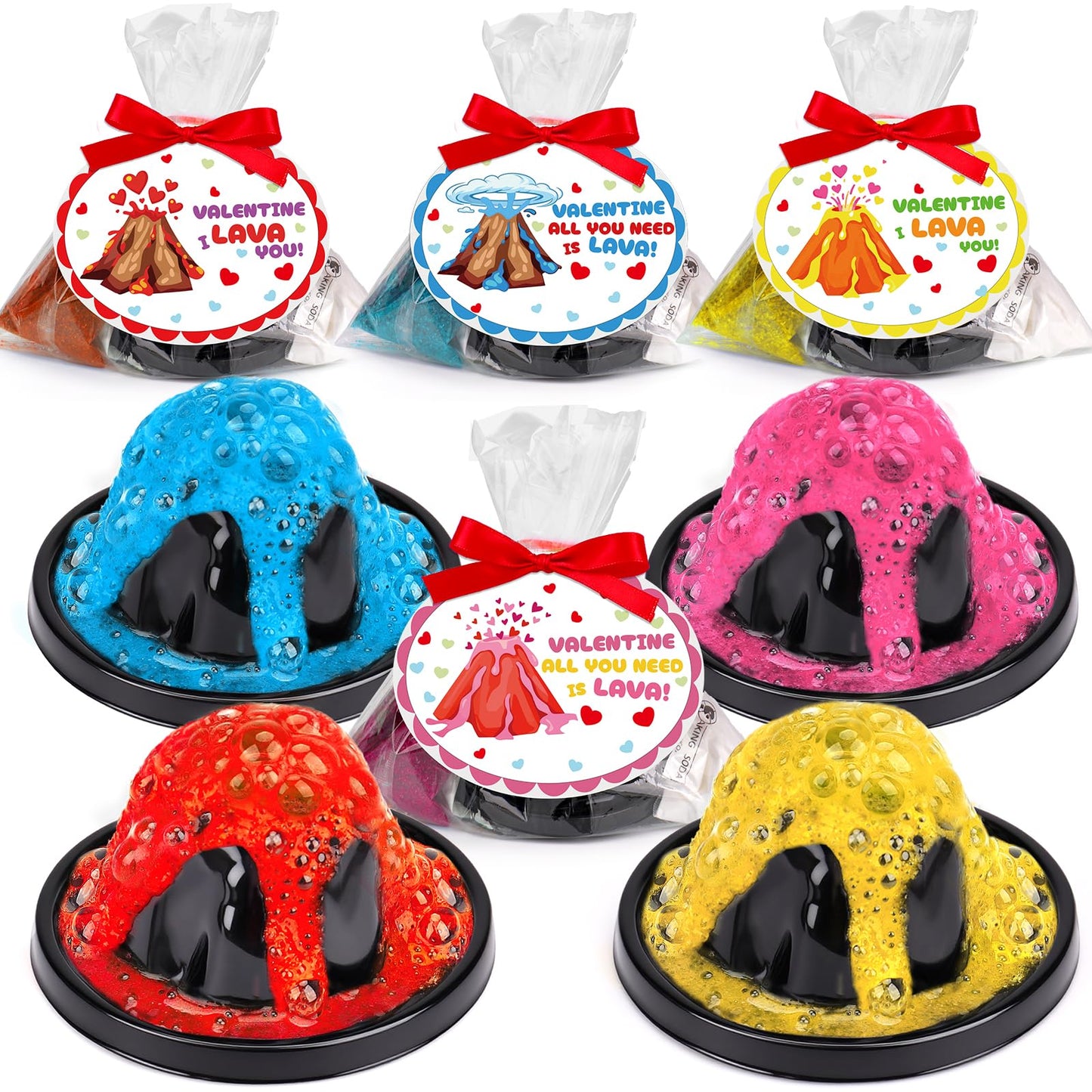 Basytodio 24-Pack Erupting Volcano Science Kit – Fun STEM Valentines Day Gifts for Kids