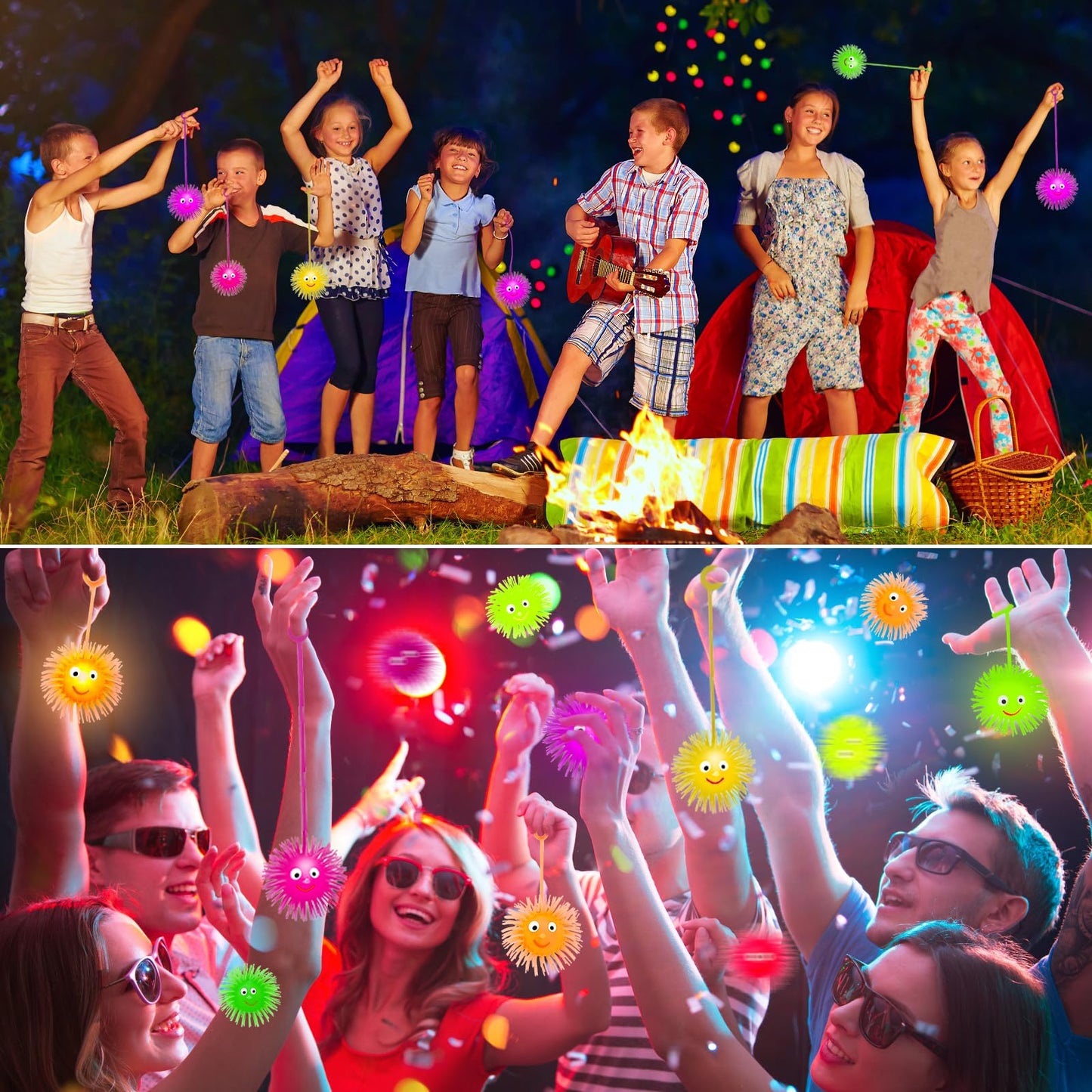 Basytodio 24 Pcs Light Up Balls – LED Party Favors for Kids (Ages 4–12) | Glow-in-the-Dark Puffer Balls Bulk