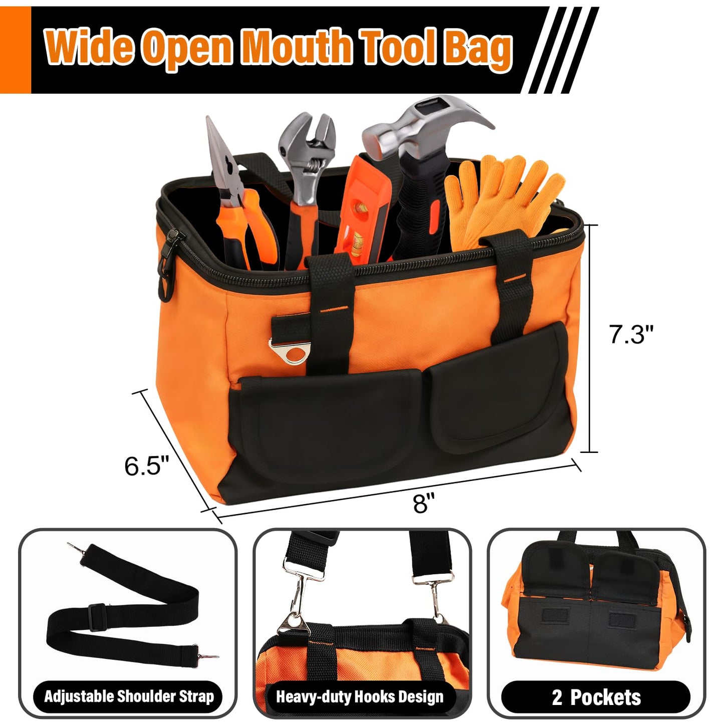 Basytodio 27-Piece Orange Kids Tool Set with Storage Bag – Real Hand Tools for 6+