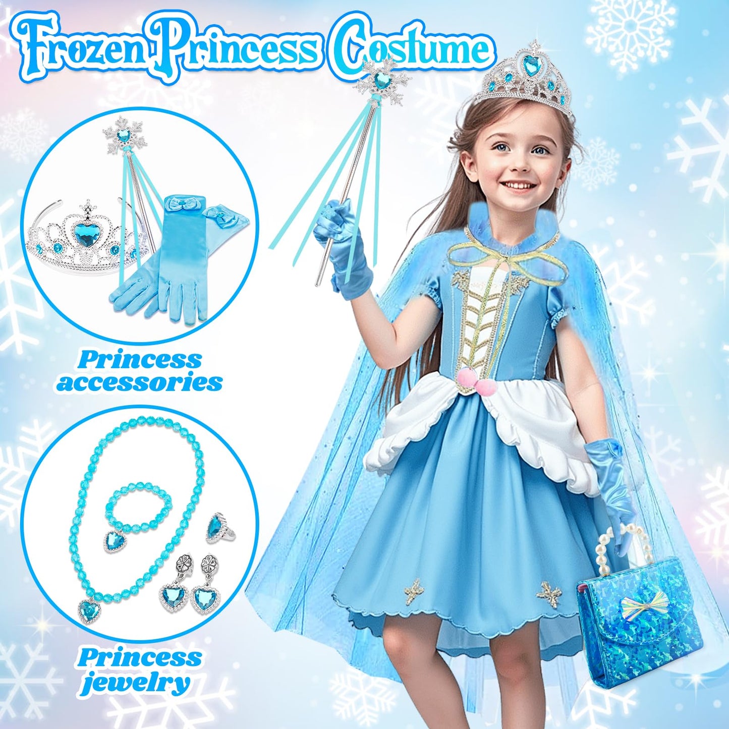 Basytodio Frozen Makeup & Dress Up Kit for Girls | Pretend Play, Princess Dress Up & Nail Polish
