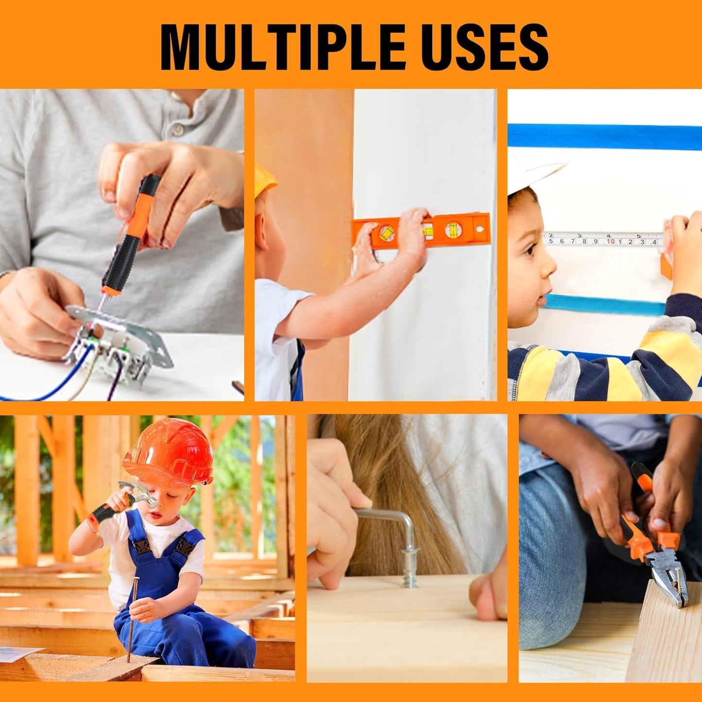Basytodio 27-Piece Orange Kids Tool Set with Storage Bag – Real Hand Tools for 6+