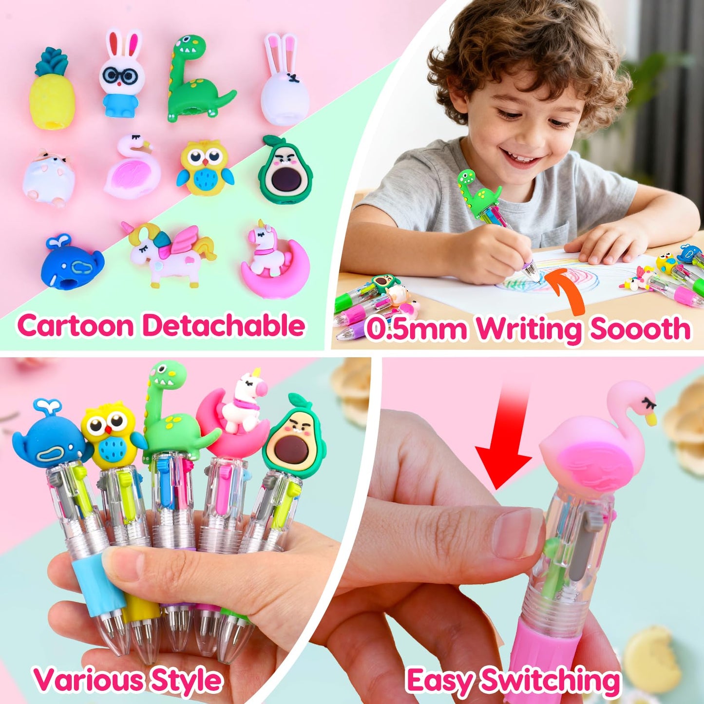 Basytodio Valentines Day Gifts for Kids – 24 Pack Multicolor Pens & 24 Cards for Classroom Exchange