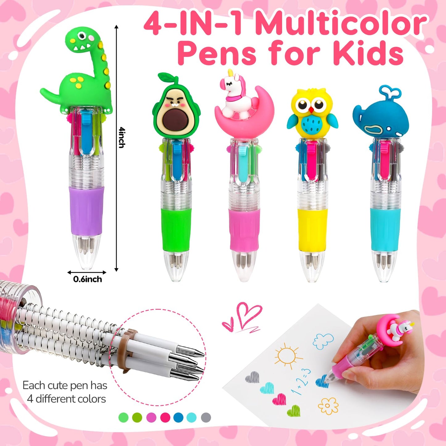 Basytodio Valentines Day Gifts for Kids – 24 Pack Multicolor Pens & 24 Cards for Classroom Exchange