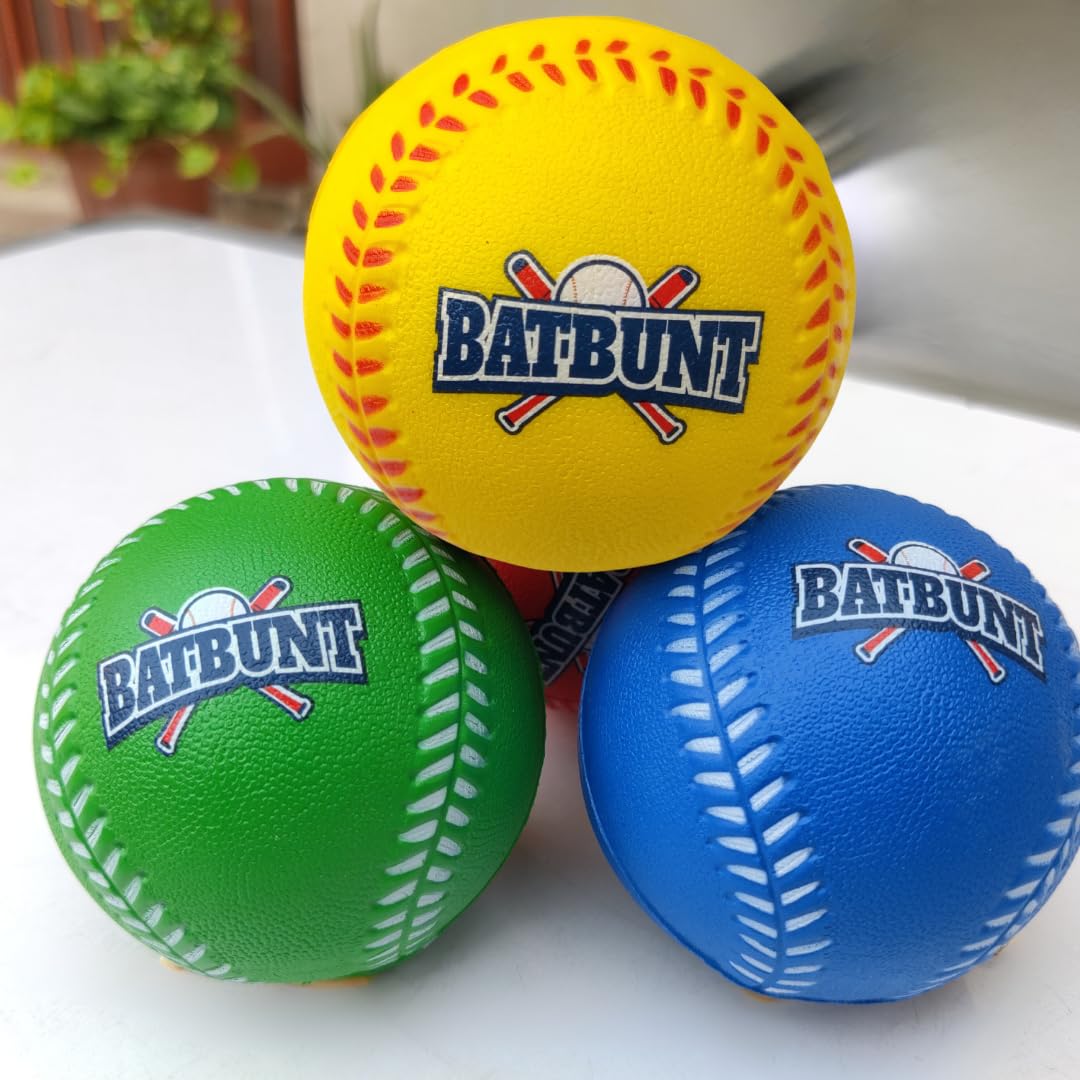 BATBUNT Foam Baseballs for Kids – 4-Pack Soft Training Balls (Red/Blue/Yellow/Green)