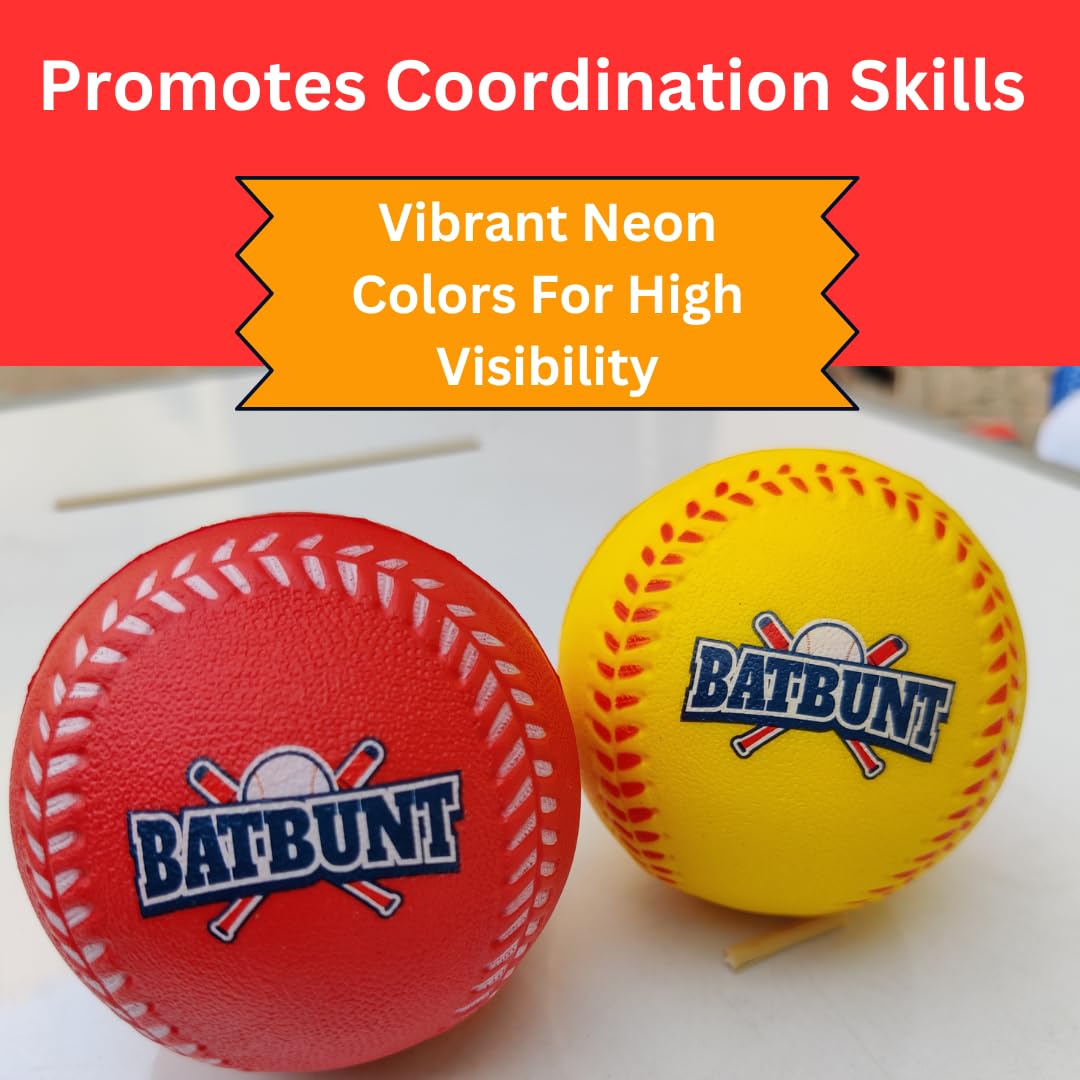 BATBUNT Foam Baseballs for Kids – 4-Pack Soft Training Balls (Red/Blue/Yellow/Green)