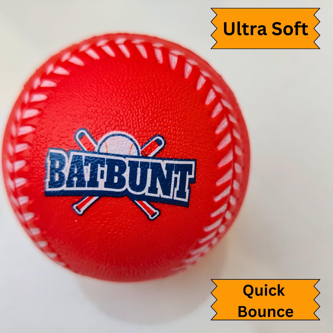 BATBUNT Foam Baseballs for Kids – 4-Pack Soft Training Balls (Red/Blue/Yellow/Green)