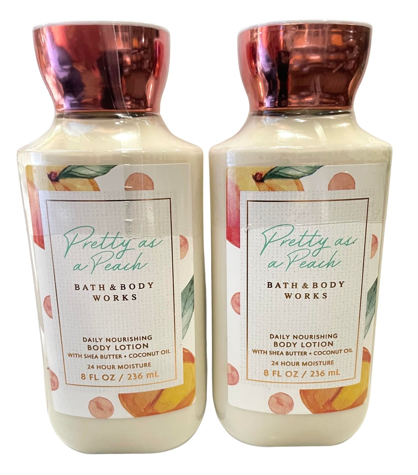 Bath & Body Works Pretty as a Peach Body Lotion & Platinum Lotion Duo – 8 oz bottles, 2-pack
