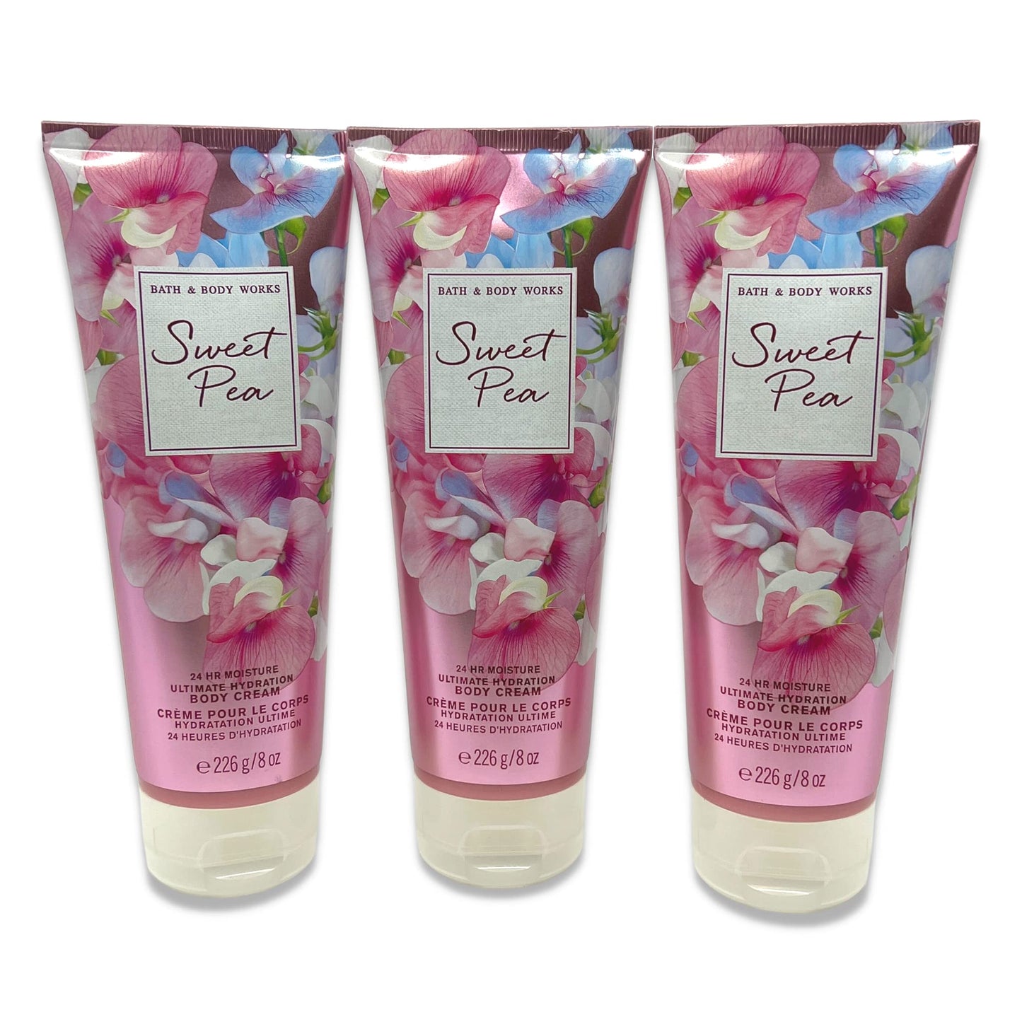 Bath & Body Works Sweet Pea Body Cream – Ultimate Hydration, 8 oz, Pack of 3