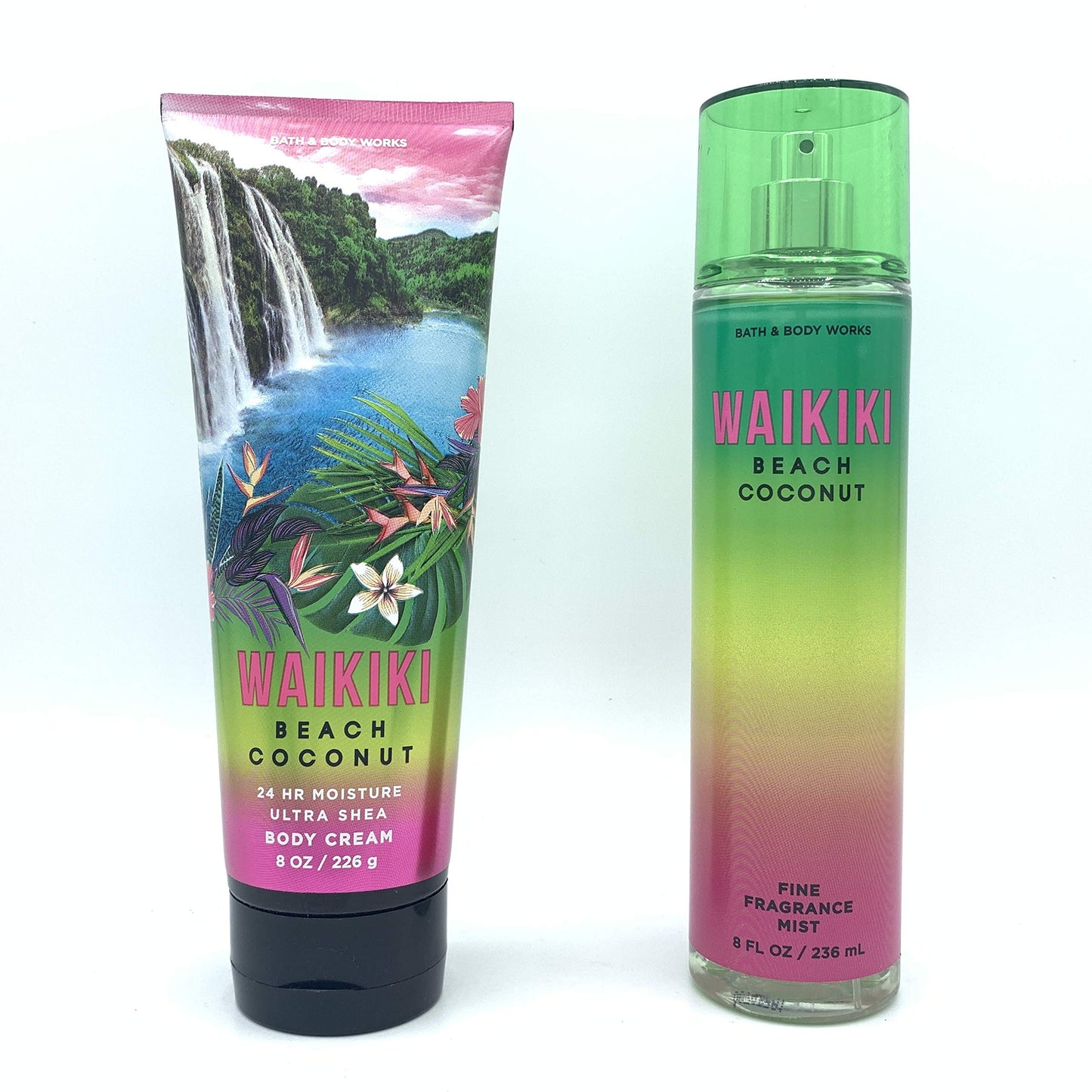 Bath & Body Works Waikiki Beach Coconut 2020 Edition: 8oz Body Cream & 8oz Fine Fragrance Mist 2-Piece Bundle